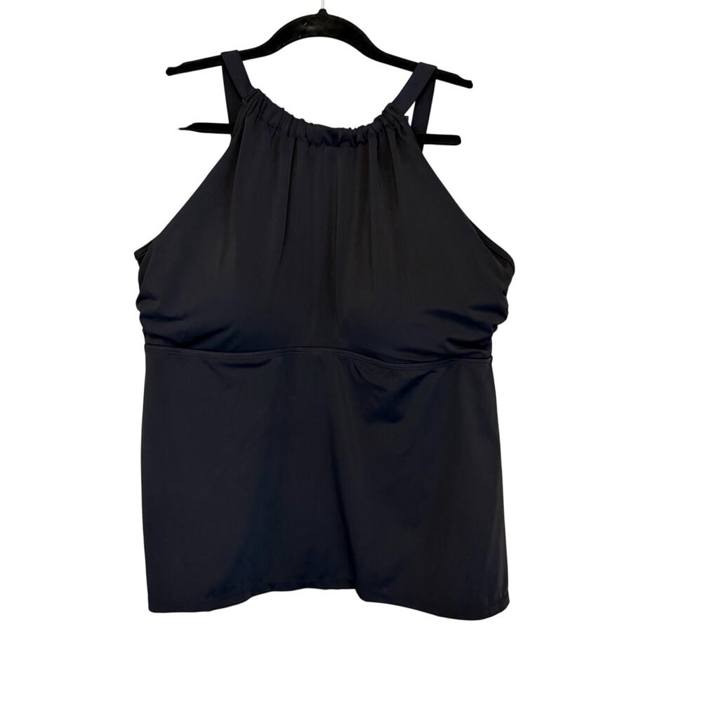 Keeprone High Neck Tankini Swim Top 20W Plus Size Black Beach Pool Vacation